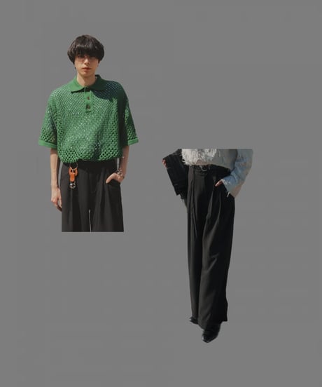 Mr.Creape ミスタークリエイプ 2024ss 透かし編みニットポロシャツ Mr.Creape ミスタークリエイプ 2024ss 透かし編みニット