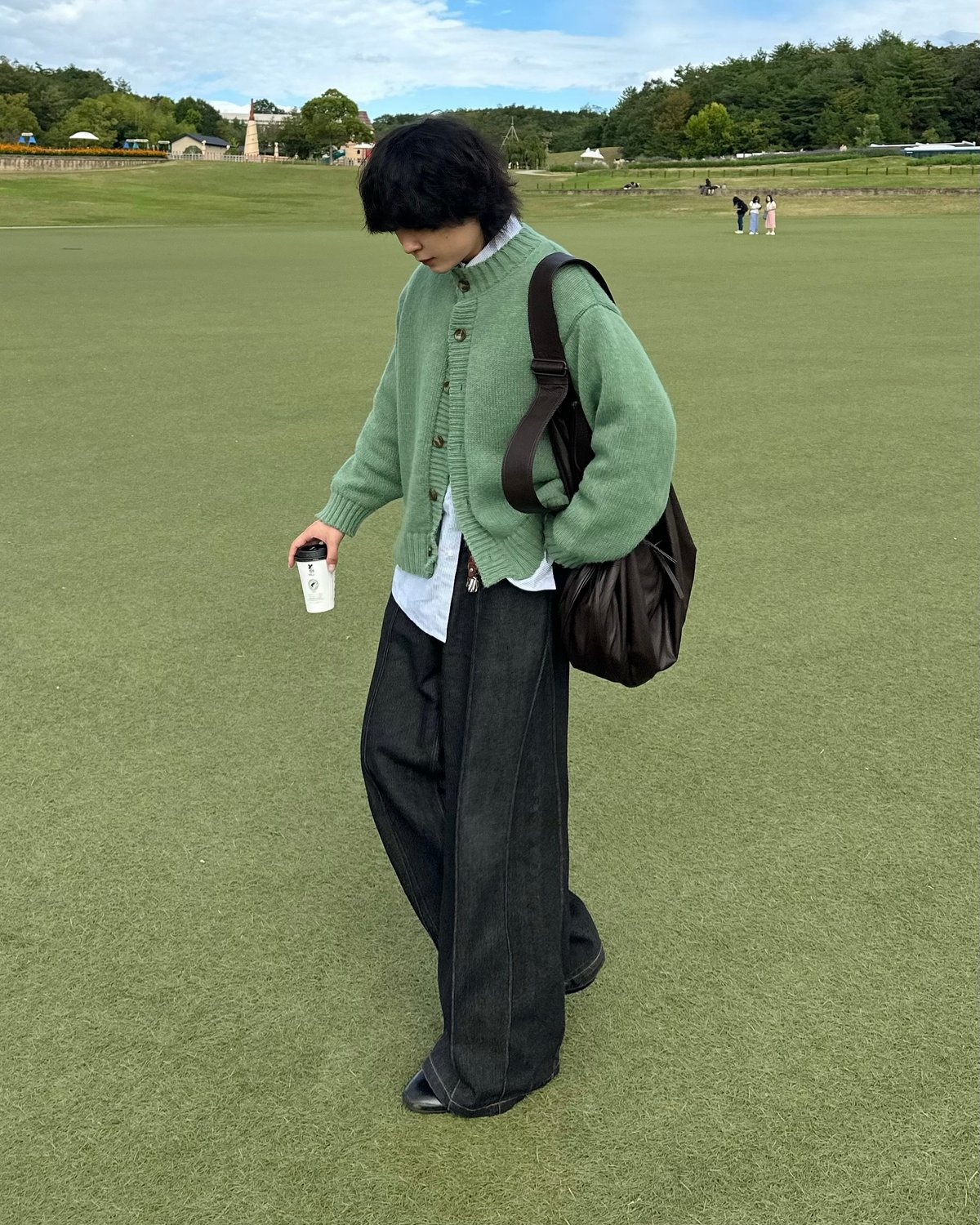 Crew Neck Cardigan【GREEN】 | Mr.Creape