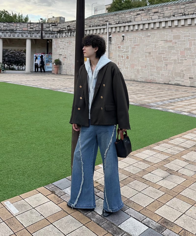 Chignonフリンジ切り替えクリーム色パンツ CATEGORY パンツ | champ de la roseSTORE