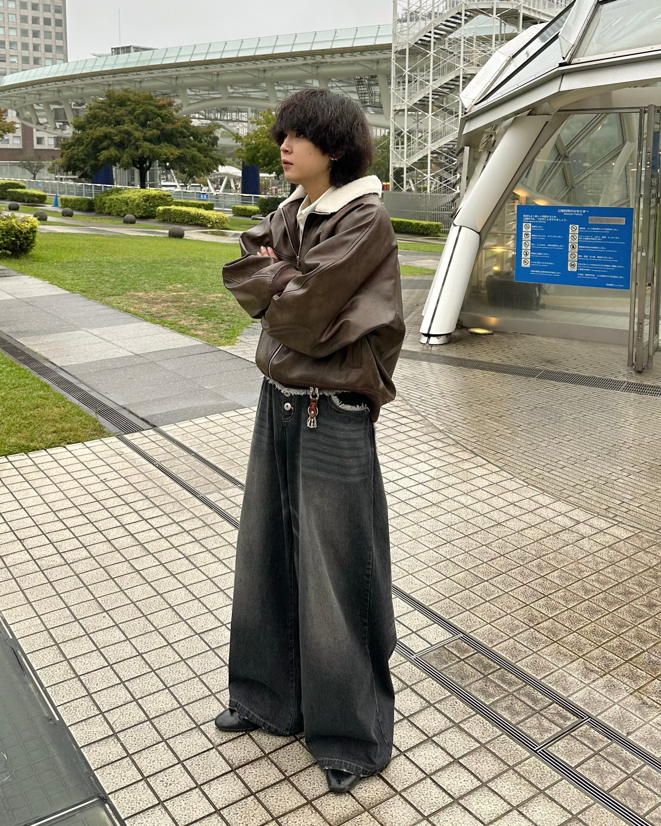 Vintage Washed Fringe Wide Denim Pants【BLACK】 |