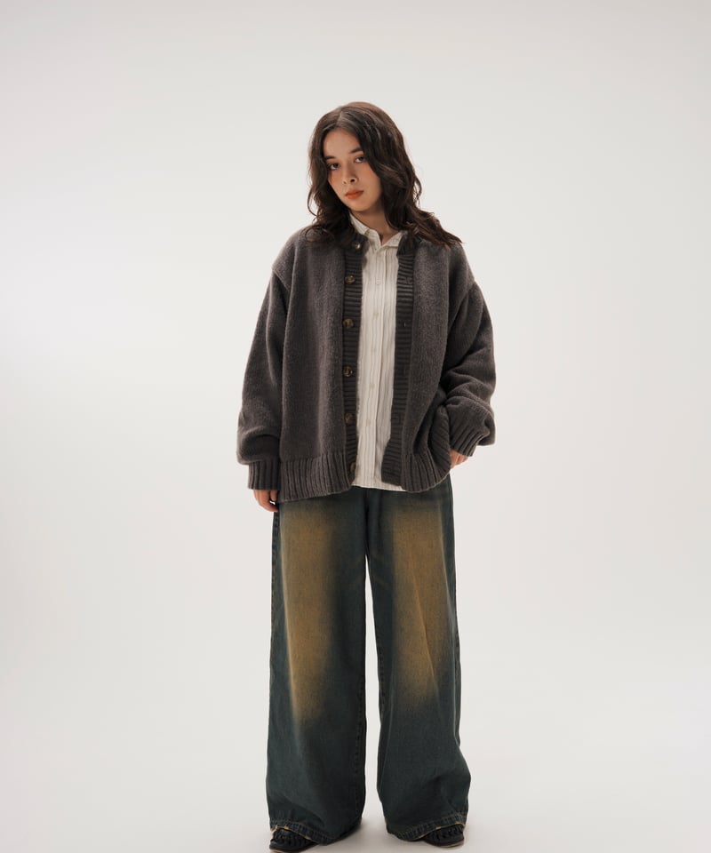 Crew Neck Cardigan【GRAY】 | Mr.Creape