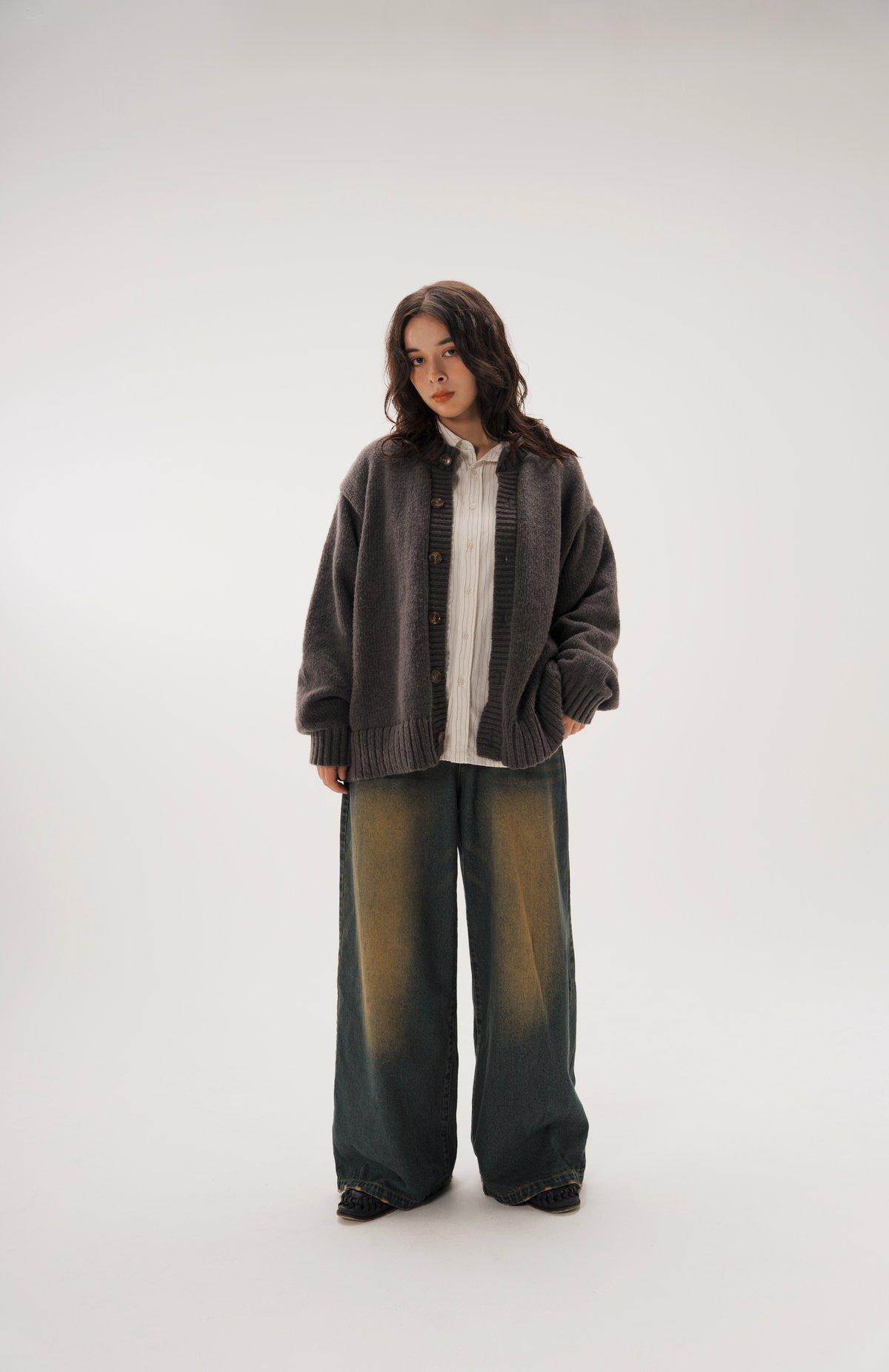 Crew Neck Cardigan【GRAY】 | Mr.Creape