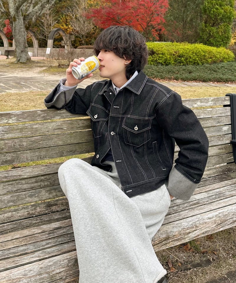 【大幅値下げ】Mr.Creape 黒 デニムジャケット 短丈ロールアップデニムジャケット【BLACK】 | Mr.Creape