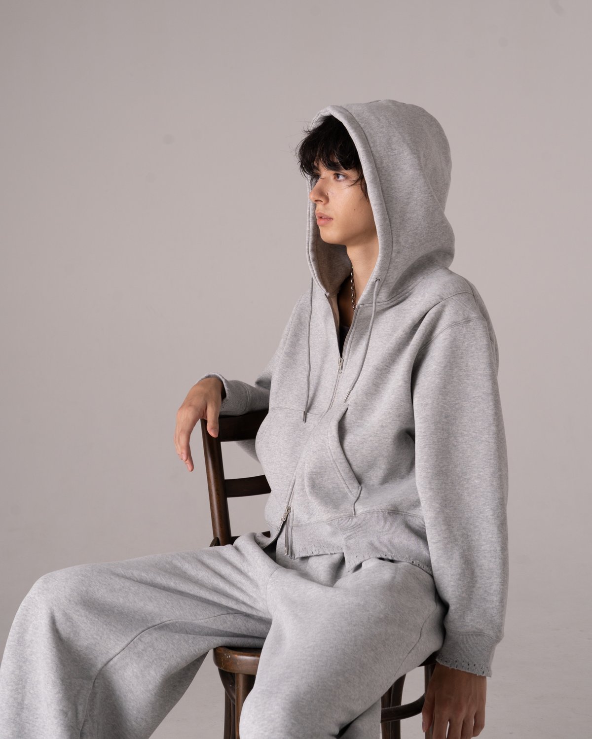 短丈断ズレダメージフルジップパーカー【GRAY】 | Mr.Creape