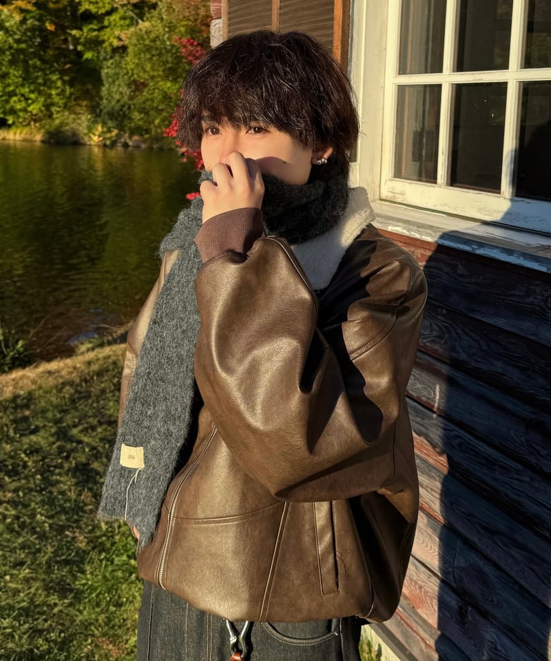 Rider-Inspired Wool Blouson【BROWN】 | Mr.Creape