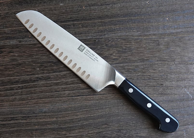 KZ002 ドイツ製 ツヴィリング・プロ 窪みつき三徳包丁18cm カスタム柄