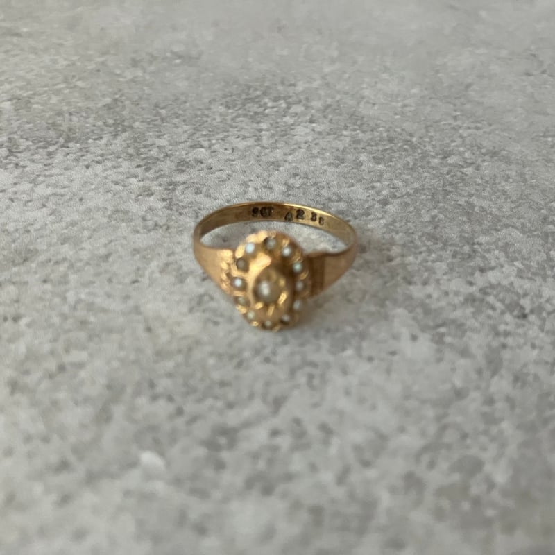 ゴールドのパールの指輪 白蝶ゴールデンパール リング 指輪 6号 18金 ゴールデンパール