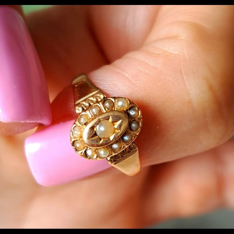 ゴールドのパールの指輪 白蝶ゴールデンパール リング 指輪 6号 18金 ゴールデンパール
