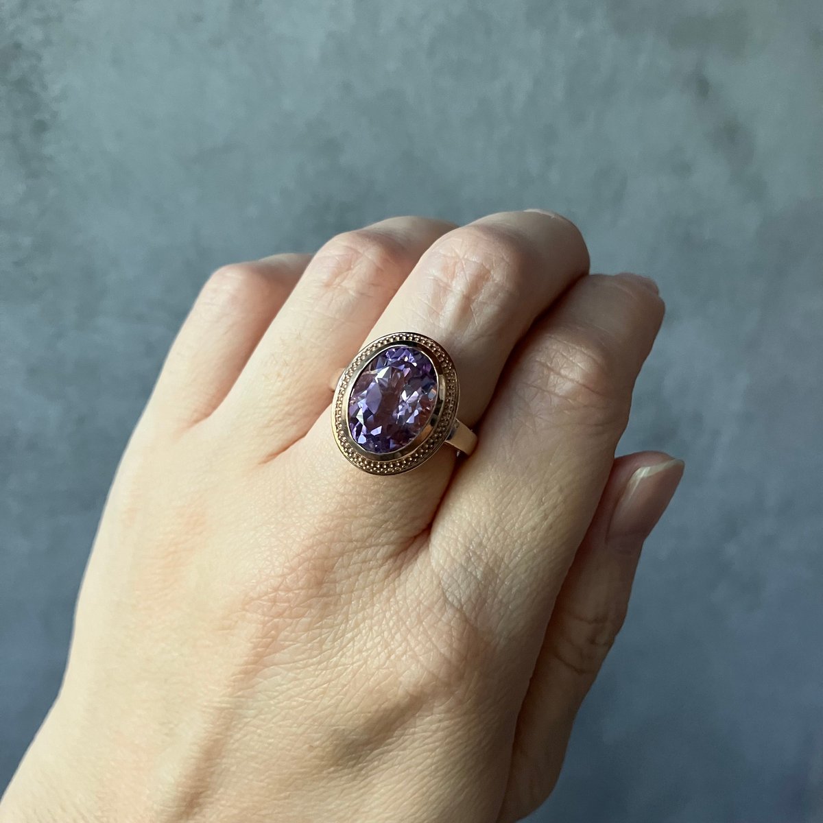 035 ヴィンテージ 「紫の夢を映す石」アメジストのリング | 134 oldbeauty