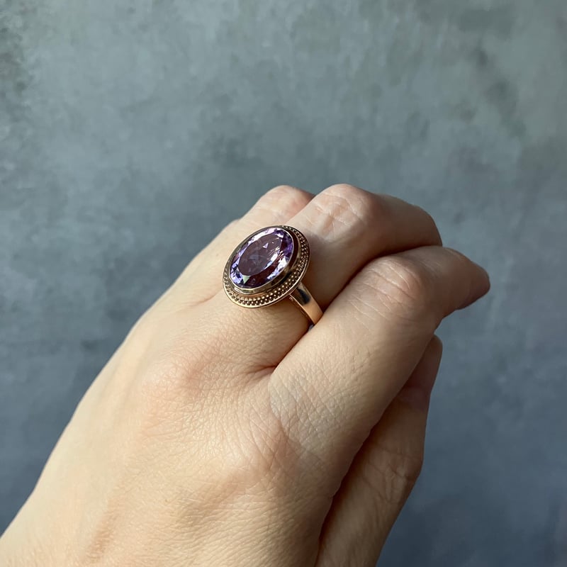 035 ヴィンテージ 「紫の夢を映す石」アメジストのリング | 134 oldbeauty