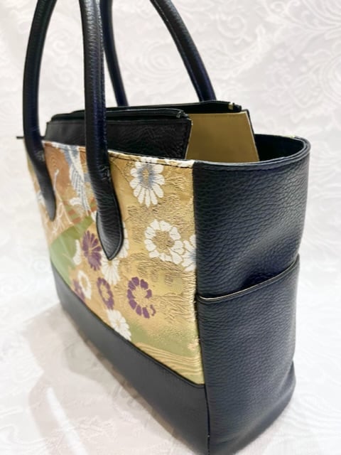 着物バッグ 着物リメイク レザーバッグ ハンドバッグ 565