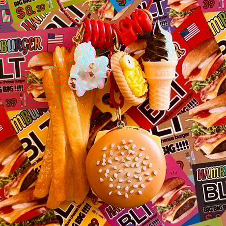 じゃらじゃらキーホルダー ハンバーガー ハンバーガーじゃらじゃらキーホルダー