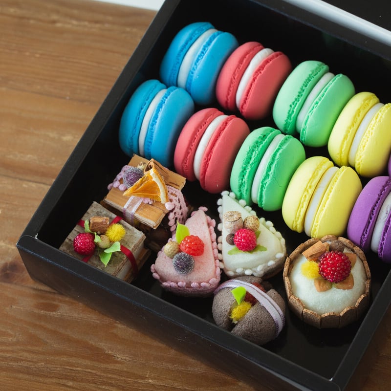 樹脂マカロン虹色5色とケーキ6種セット | bonheur STORE