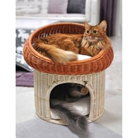 ペット用ハウスベッド ラタンマッシュルームハニーナチュラル 猫用 推奨体重～6kgまで 44×35×33.5cm