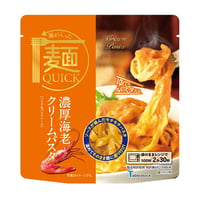 【レンジ2分30秒の本格麺】麺が入った麺QUICK　濃厚海老クリームパスタ　1人前　現在予約が集中しております。商品の発送には1ケ月程お時間を頂戴しております。