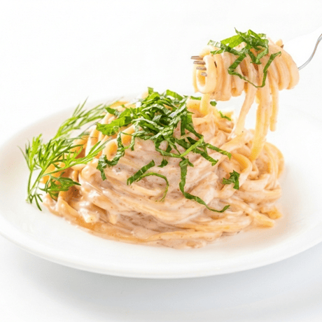 【TSP048】麺QUICK　定番人気　明太子クリームパスタ　1人前　平打ちリングイネ使用