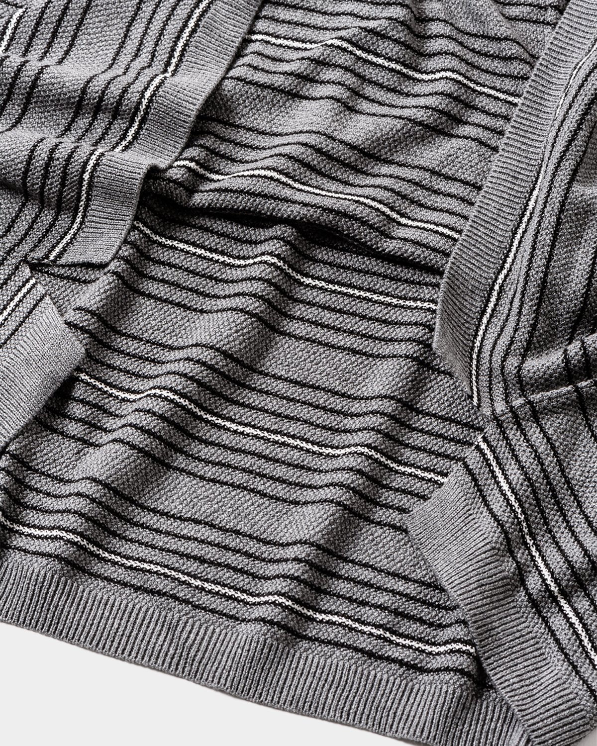 TIGHTBOOTH ダークグレー ニット ポロシャツ TIGHTBOOTH（タイトブース）BORDER KNIT POLO SHIRT - birnest