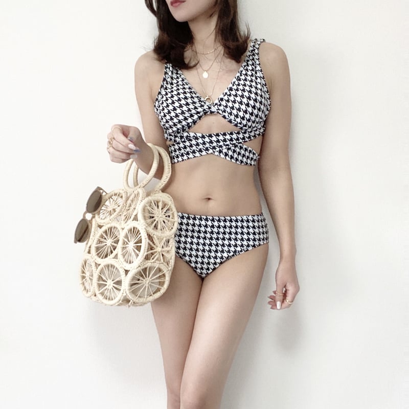 sugar 千鳥柄　バッククロスリボン　ビキニ　水着 ビキニ】【水着】千鳥格子柄 バッククロスリボン クロスビキニ 2