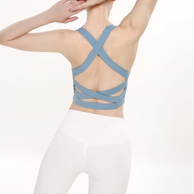 新品未使用 ヨガウェア バッククロス トップス 花柄ブルー レギンス ヨガ パンツ レギンス 花柄 美脚 yoga ジム ヨガウェア スパッツ