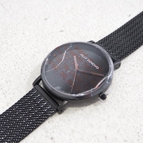 新品 定価22000円 スイス ALLY DENOVO 大理石 デザイン 腕時計 生活防水 ブラック 黒 メンズ レディース