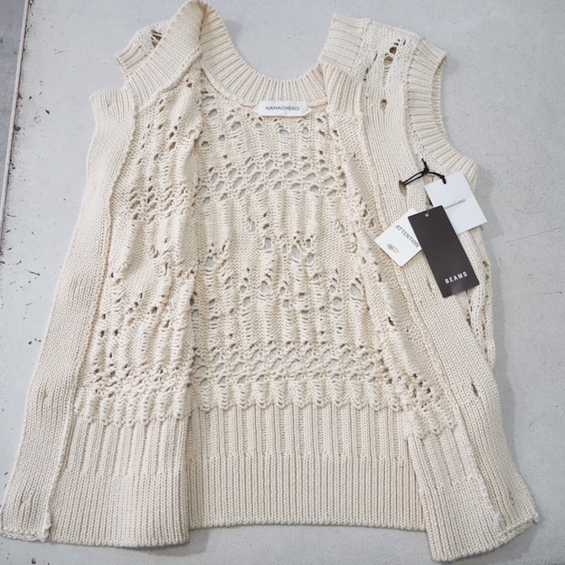 新品 定価86900円 ナマチェコ 22ss 春夏 ローゲージ 柄編み ニット 新品 定価86900円 ナマチェコ 22ss 春夏 ローゲージ 柄編み ニット