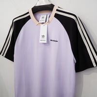 新品 定価16500円 アディダス オリジナルス x ウェールズボナー 25aw 短丈 タイト Tシャツ 紫 パープル 黒 ブラック メンズ S