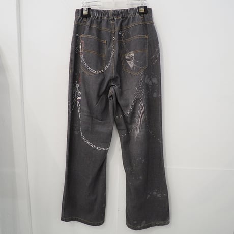 新品 定価9900円 アトリエ バイクスター 25ss デジタル プリント ワイド デニム 黒 ブラック メンズ M S