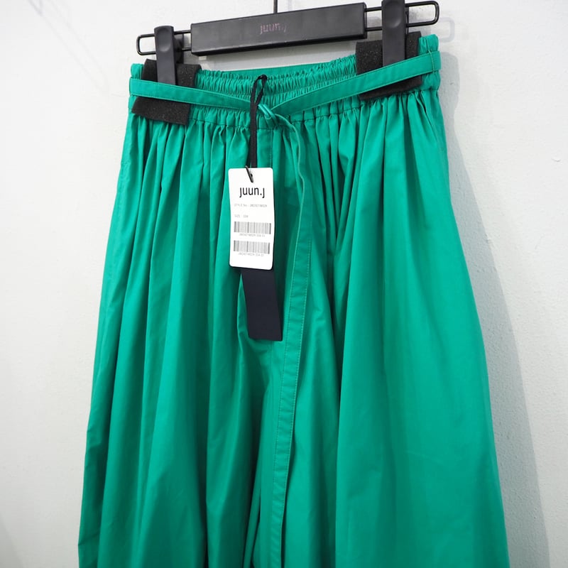 品 定価7万 ジュンジー カラー スーパー ワイド パンツ 青緑 ブルー  