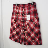 新品 定価47300円 ラフ チェック 加工 ダブルニー ショーツ 赤 レッド メンズ M S