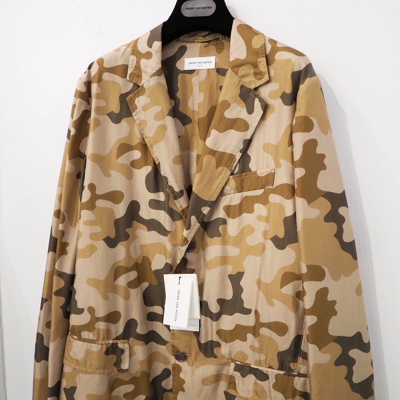 DRIES VAN NOTEN 迷彩柄 テーラードジャケット 新品 定価171600円 ドリスヴァンノッテン 22ss 春夏 シルク カモフラ