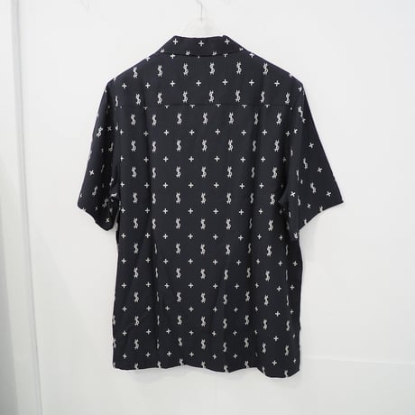 新品 定価28600円 スビ 24ss 春夏 プリント 開襟 半袖 シャツ 黒 ブラック メンズ L