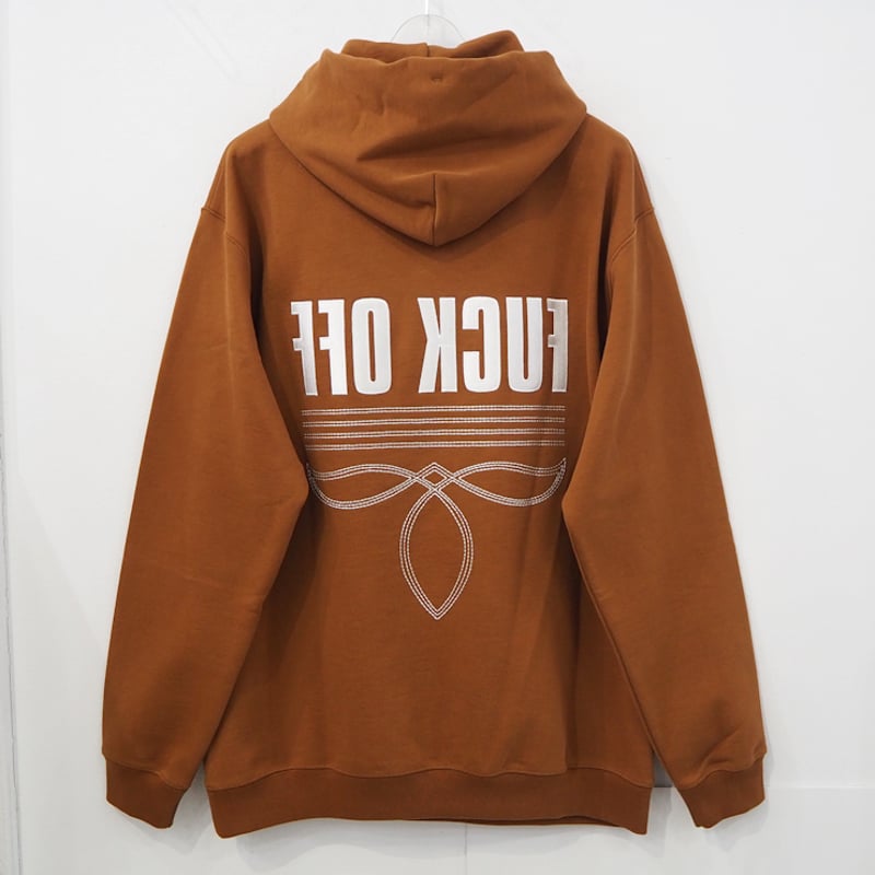 新品 定価154000円 ヴェトモン VTMNTS FUCK OFF 刺繍 フーディー 茶色 