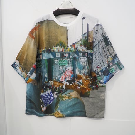 定価6万 ブレス No69 ホリデー シャツ生地 Tシャツ 白 ホワイト 青 ブルー メンズ L レディース