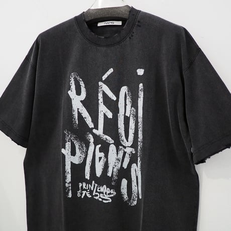 新品 定価18980円 NANS STUDIO 25ss ヴィンテージ加工 Tシャツ 黒 ウォッシュ ブラック メンズ L XL レディース