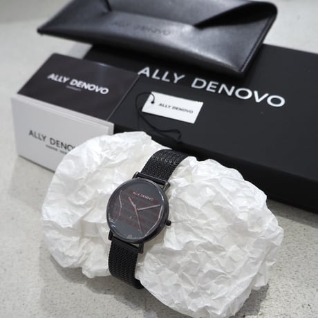 新品 定価22000円 スイス ALLY DENOVO 大理石 デザイン 腕時計 生活防水 ブラック 黒 メンズ レディース