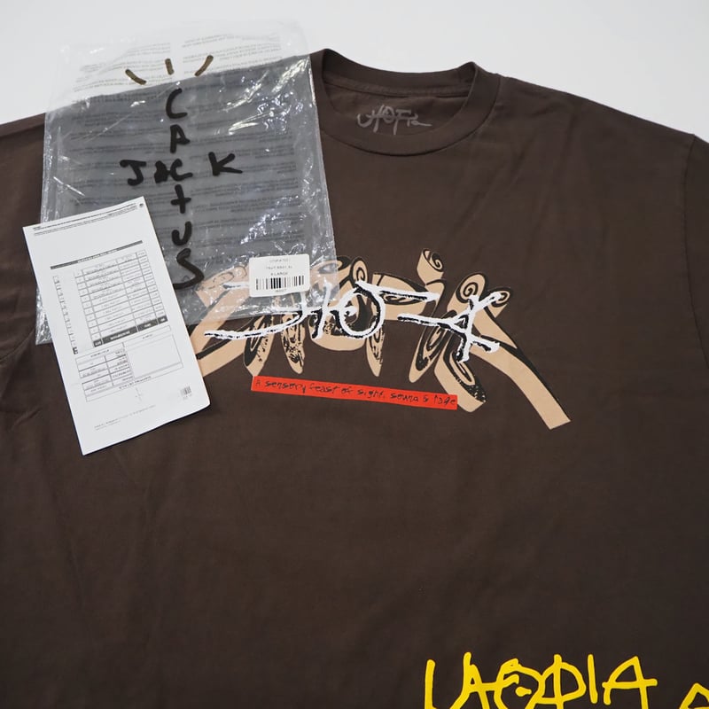 新品 XL トラヴィススコット CACTUS JACK UTOPIA Tシャツ こげ茶 新品 XL トラヴィススコット CACTUS JACK UTOPIA Tシャツ こげ茶
