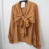 新品 定価29700円 ウィムガゼット 25ss 春夏 フロント リボン ブラウス ベージュ レディース L M XL