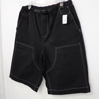 新品 定価8250円 クーキー 24ss ダブルニー 極太 ワイド ショート パンツ 黒 ブラック メンズ L XL レディース