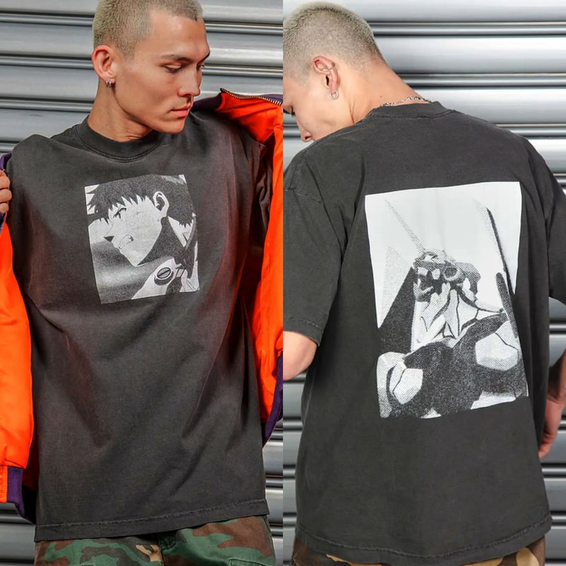 【新品】エヴァンゲリオン Tシャツ ヴィンテージ加工 グラフィック刺繍 Lサイズ エヴァンゲリオン Tシャツヴィンテージ加工 グラフィック刺繍