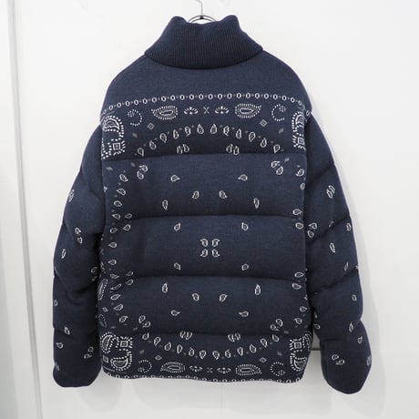 新品 定価498300円 アラヌイ 22aw バンダナ柄 ニット ダウン ジャケット 紺 ネイビー メンズ M L