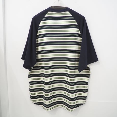 新品 XL 定価8490円 クラウドシティ ラグランスリーブ ボーダー Tシャツ 紺 ネイビー 緑 グリーン メンズ