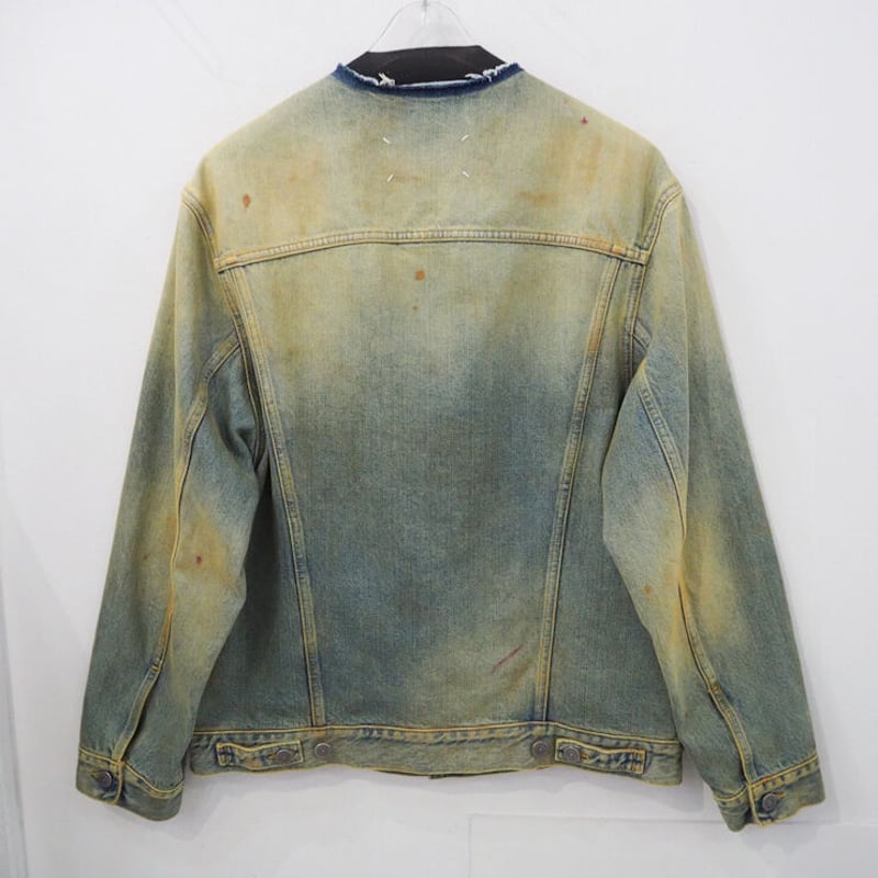 MaisonMargielaマルジェラヴィンテージ加工ノーカラーデニムジャケット