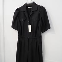 新品 定価55000円 ウィムガゼット 25ss 春夏 開襟 半袖 オールインワン 黒 ブラック レディース S M L