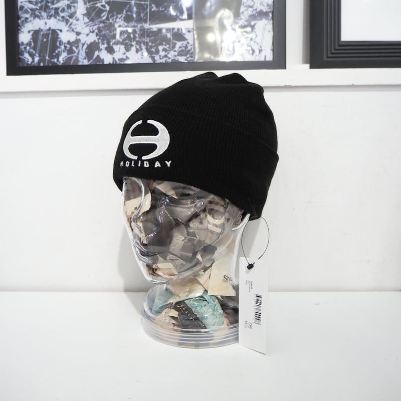 新品 定価8800円 ホリデイ 23aw 秋冬 ロゴ & メタル 刺繍 ビーニー 黒