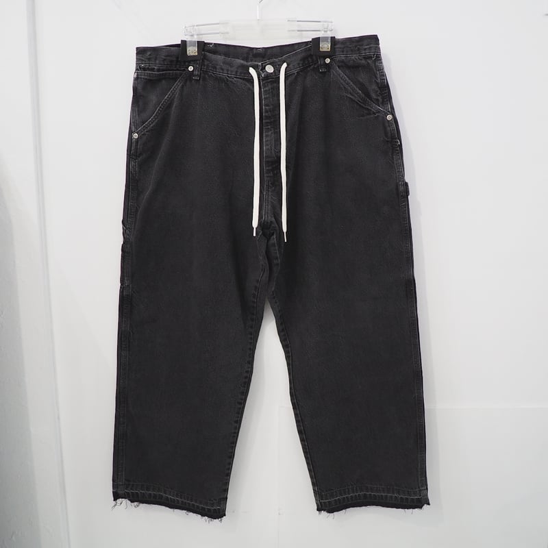 90s ラングラー W38 ブラック デニム ペインター パンツ 黒