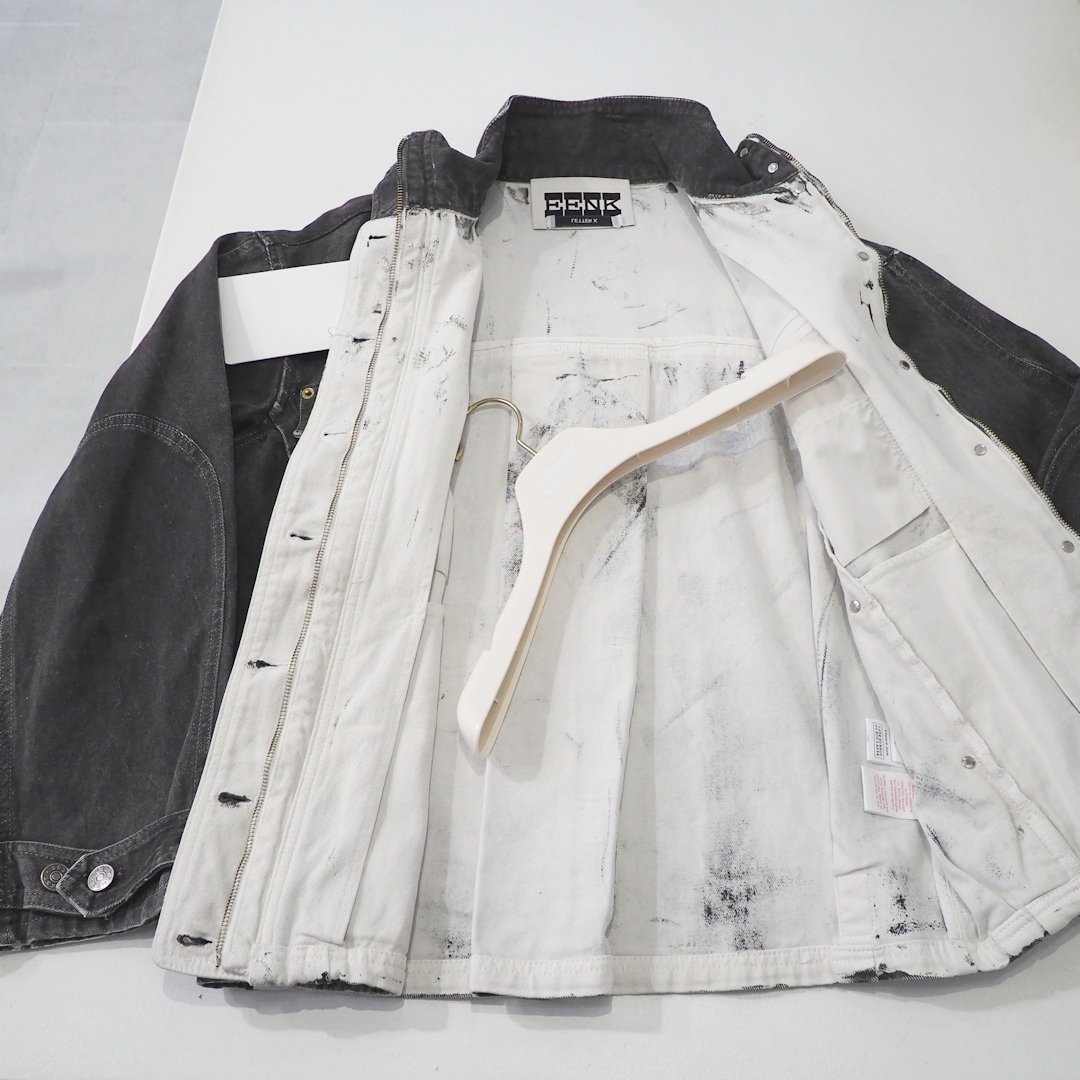 新品 定価85800円 インク 顔料染め デザイン デニム ジャケット グレー fit=scale-down,w=1200