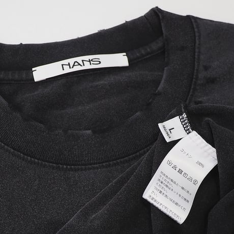 新品 定価18980円 NANS STUDIO 25ss ヴィンテージ加工 Tシャツ 黒 ウォッシュ ブラック メンズ L XL レディース