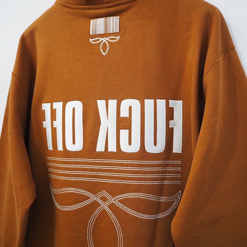 新品 定価154000円 ヴェトモン VTMNTS FUCK OFF 刺繍 フーディー 茶色 