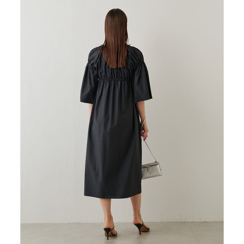 新品 定価29700円 ウィムガゼット 春夏 ギャザー ワンピース 黒
