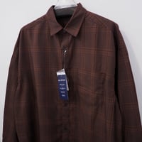 新品 定価7150円 シンプリシテェ シアー チェック 長袖シャツ ワイン ブラウン メンズ フリー 2XL